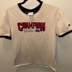 Champion Men’s Medium Cream and Black Short Sleeve Tee Athlete Modern Bold